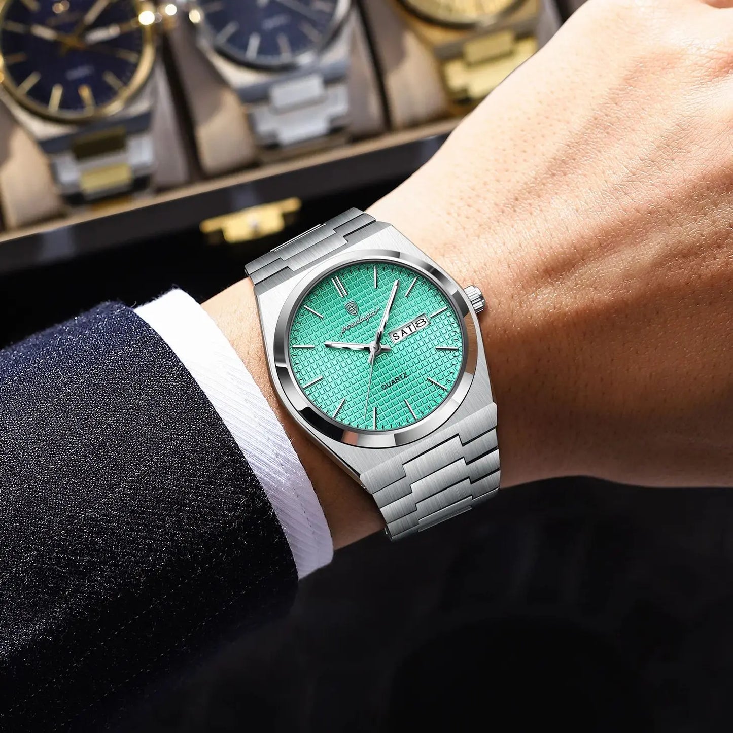 POEDAGAR High Quality Luxury Watch For Men Waterproof Luminous Man Wristwatch Original Date Week Quartz Casual Men's Watches+Box