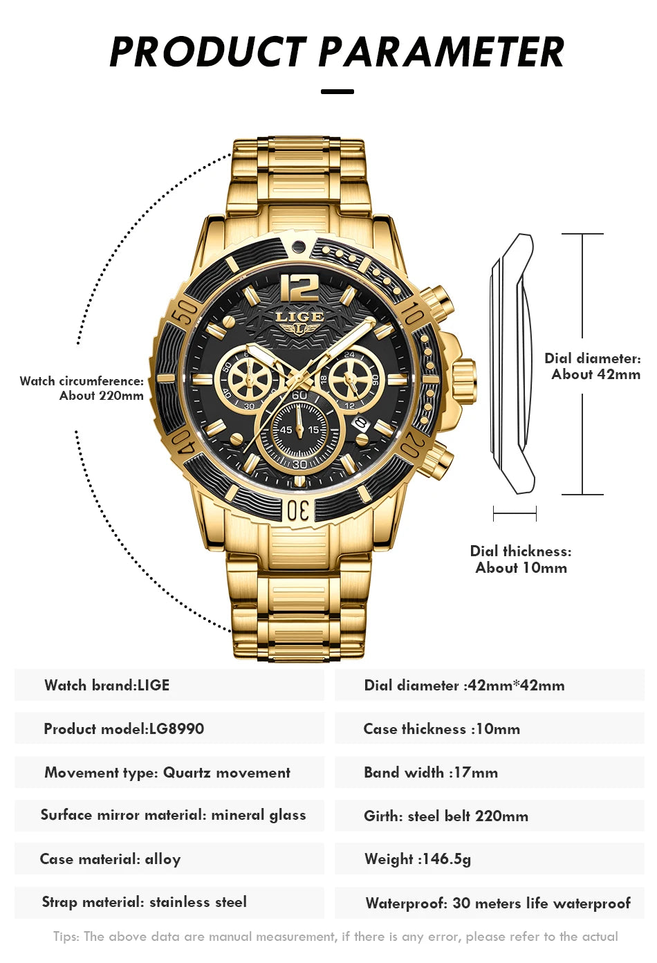 LIGE Luxury Casual Men's Wristwatch Sports Stainless Steel Waterproof Date Man Watch High Quality Fashion Quartz Men Watches