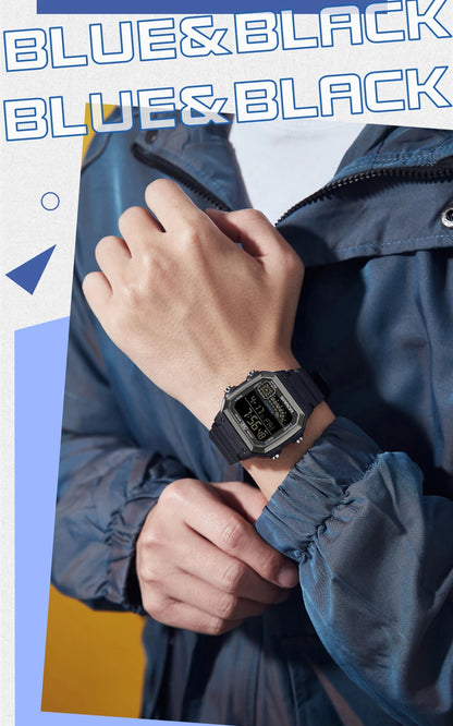 SANDA 6196 Student Electronic Watch Night Light Waterproof Sports Men's Lightweight Square Luxury Classic  Electronic Watch