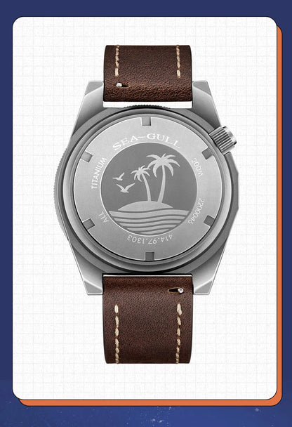 Seagull Color Holiday Men's Automatic Mechanical Watch Titanium Alloy Luxury Diving Watch Sapphire Glass Luminous Wristwatch 414