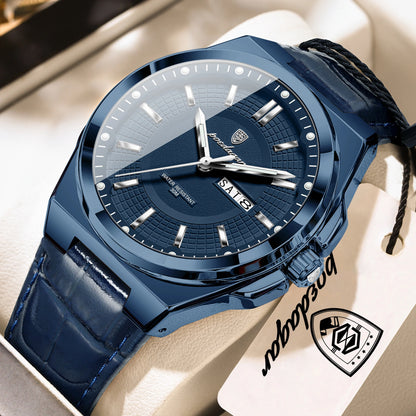 POEDAGAR High Quality Fashion Man Wristwatch Waterproof Luminous Date Week Business Quartz Men's Watches Leather Men Watch Reloj