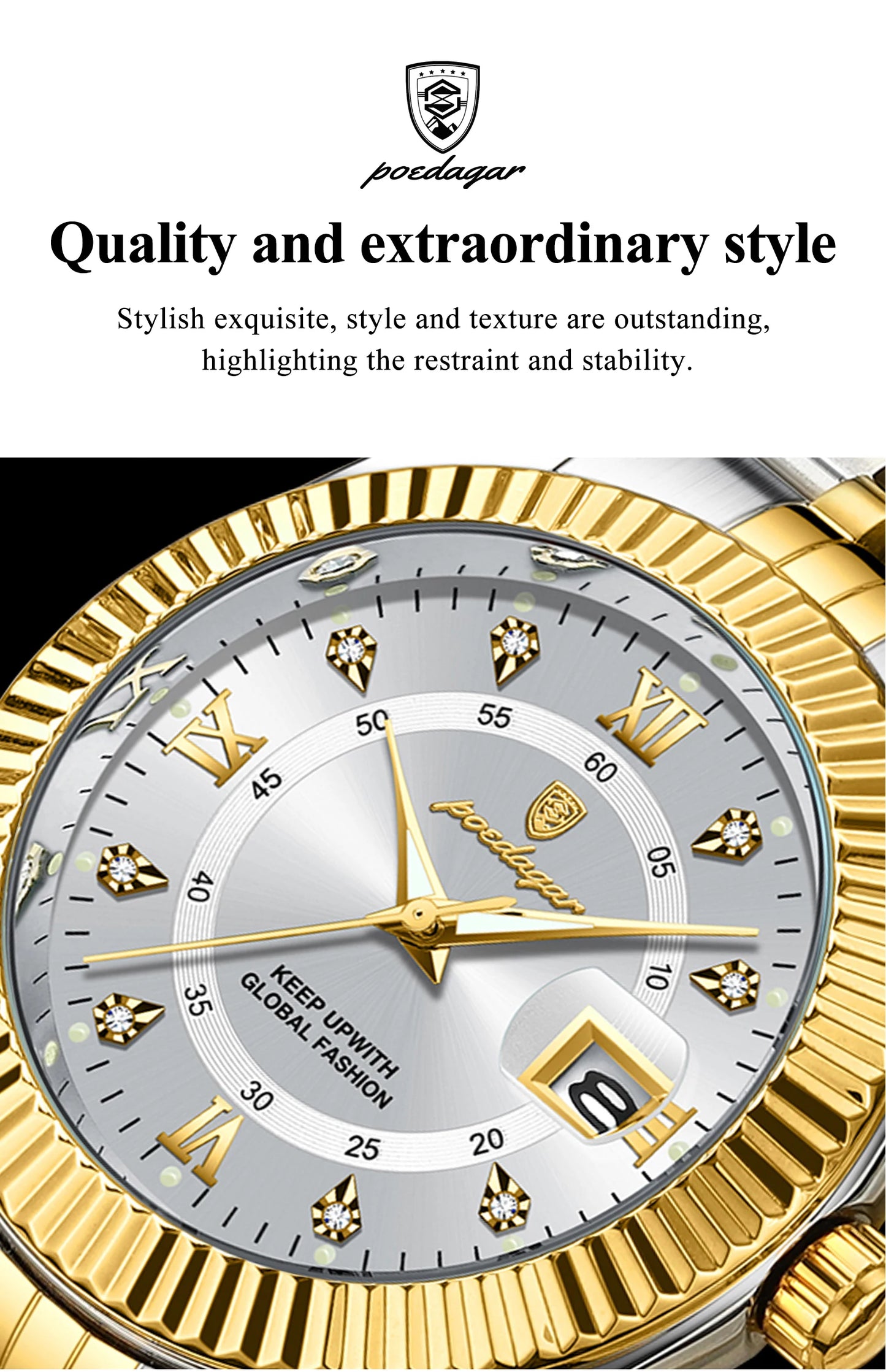 POEDAGAR Business Luxury Men Wristwatch Waterproof Luminous Date Military Man Watch Stainless Steel Fashion Men's Quartz Watches