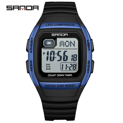 Fashion SANDA New 2208 Fashion Men's Electronic Watch Outdoor Sports Waterproof Timing LED Women's Watch