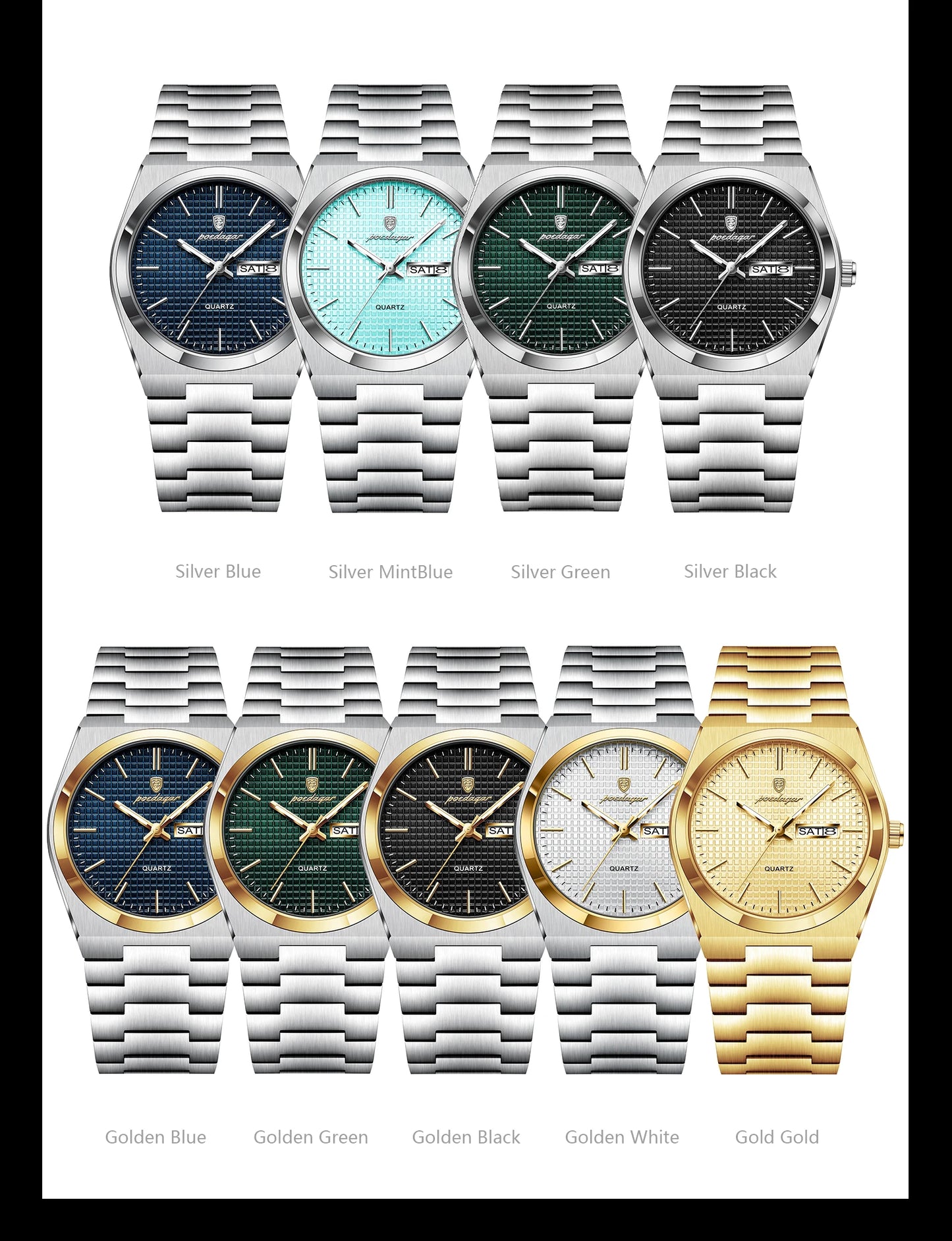 POEDAGAR High Quality Luxury Watch For Men Waterproof Luminous Man Wristwatch Original Date Week Quartz Casual Men's Watches+Box