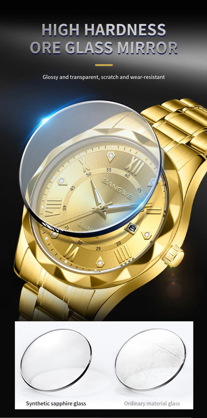 BANGWEI Quartz Watch For Men Luxury Calendar Waterproof Business Men's Wristwatch Luminous Big Dial Simple Man Watch hombre