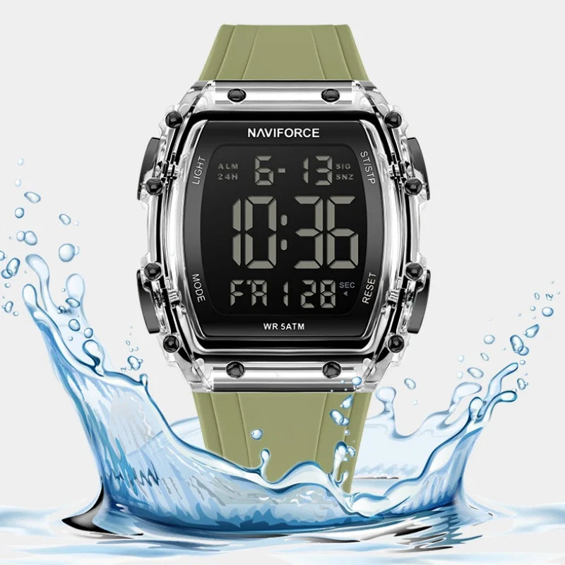 NAVIFROCE Relogio Masculino 2025 Man LCD Display Wristwatches Men Watches Luminous Military Sport Waterproof Quartz Male Clock