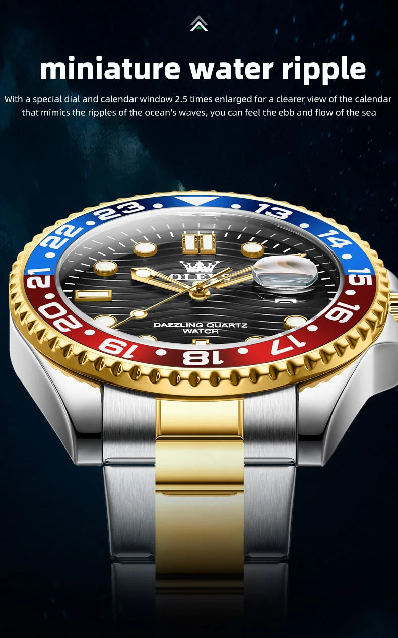 OLEVS 3610 Mens Watch Stainless Steel Date Quartz Watch Waterproof Luminous Sports Watches Man Box Gifts Original Reloj