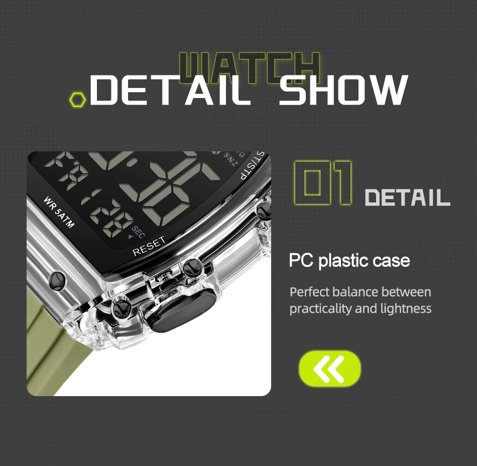 NAVIFROCE Relogio Masculino 2025 Man LCD Display Wristwatches Men Watches Luminous Military Sport Waterproof Quartz Male Clock