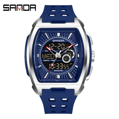 SANDA Luxury Men Wristwatch Electronic LED Display Luminous Sports Man Watch Quartz Waterproof Military Alarm Date Watches Male