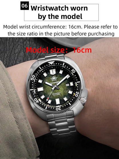 ADDIESDIVE Watch For Man AD2511 Sapphire Glass Window Display BGW9 Luminous 200M waterproof 316L Stainless Steel Quartz Watches