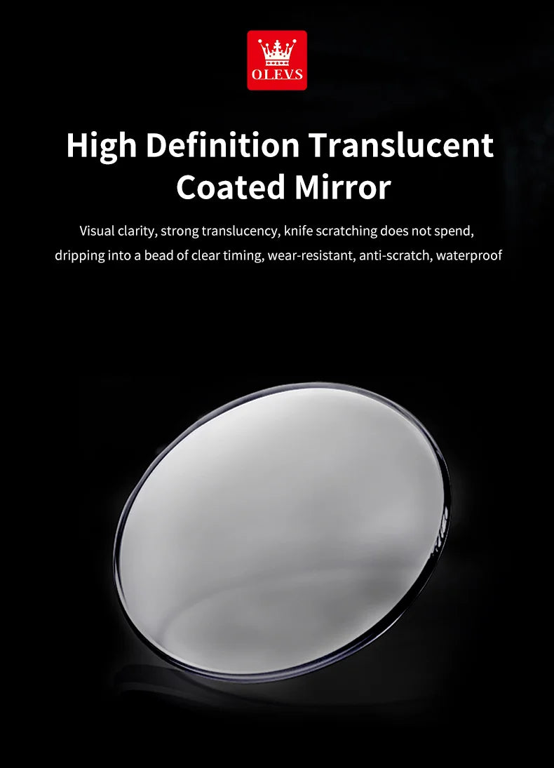 OLEVS 6740 Skeleton Flywheel Artistic Multifunctional Dials High Definition Translucent Coated Mirror Luminous Men's Watch