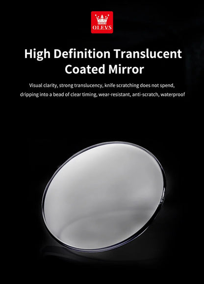 OLEVS 6740 Skeleton Flywheel Artistic Multifunctional Dials High Definition Translucent Coated Mirror Luminous Men's Watch