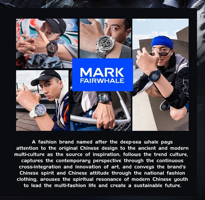 Mark Fairwhale 6014 Men's Automatic Movement Mechanical Watch Square Dial Stainless Steel Waterproof Mesh Strap Watches for Men