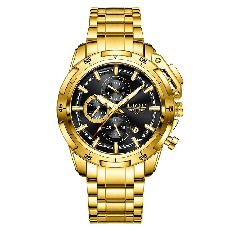 LIGE Luxury Casual Men's Wristwatch Sports Stainless Steel Waterproof Date Man Watch High Quality Fashion Quartz Men Watches