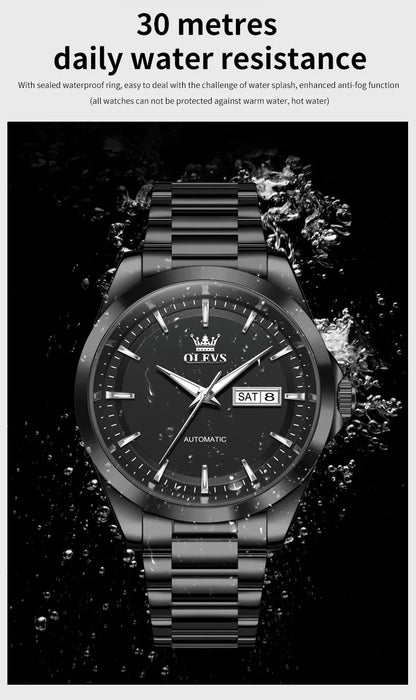 OLEVS 7090 Men's Automatic Mechanical Watch High quality Stainless steel Auto Date Waterproof Luminous Man Watch