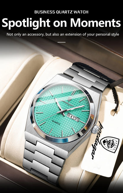POEDAGAR High Quality Luxury Watch For Men Waterproof Luminous Man Wristwatch Original Date Week Quartz Casual Men's Watches+Box
