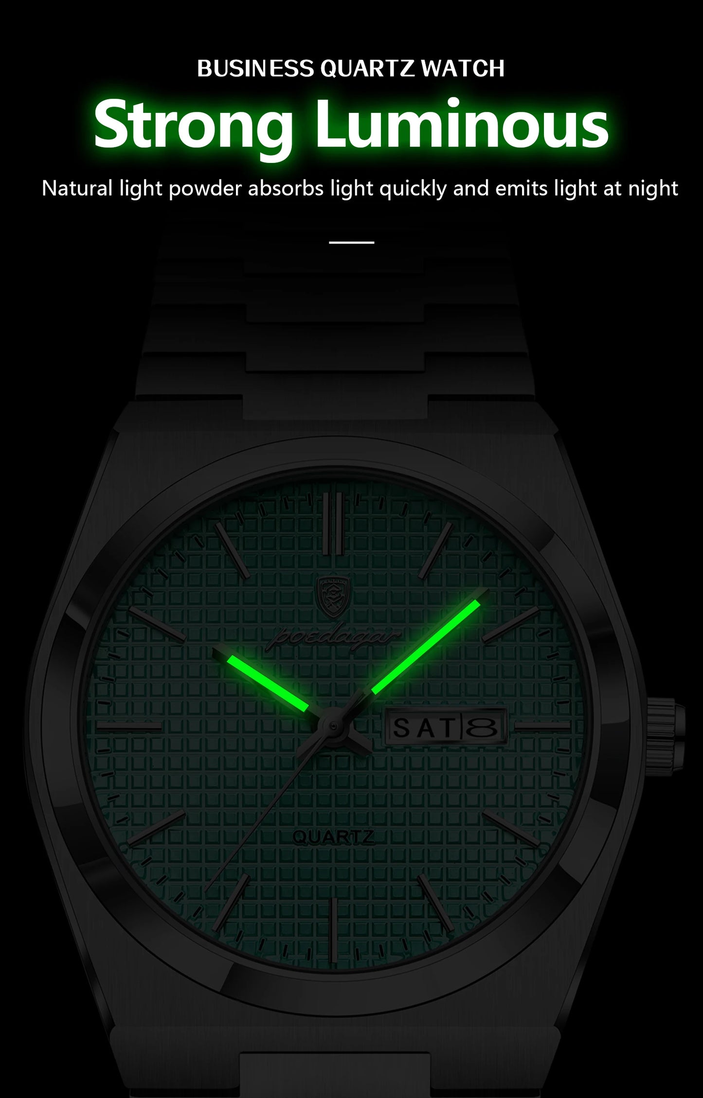 POEDAGAR High Quality Luxury Watch For Men Waterproof Luminous Man Wristwatch Original Date Week Quartz Casual Men's Watches+Box