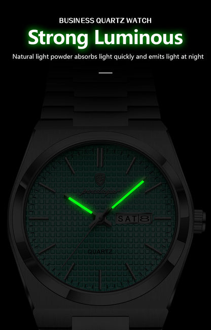 POEDAGAR High Quality Luxury Watch For Men Waterproof Luminous Man Wristwatch Original Date Week Quartz Casual Men's Watches+Box