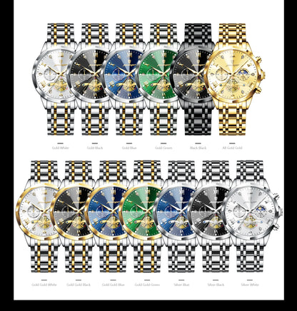 POEDAGAR Exquisite Business Men Watch Waterproof Luminous Chronograph Luxury Man Watches Stainless Steel Men's Quartz Wristwatch