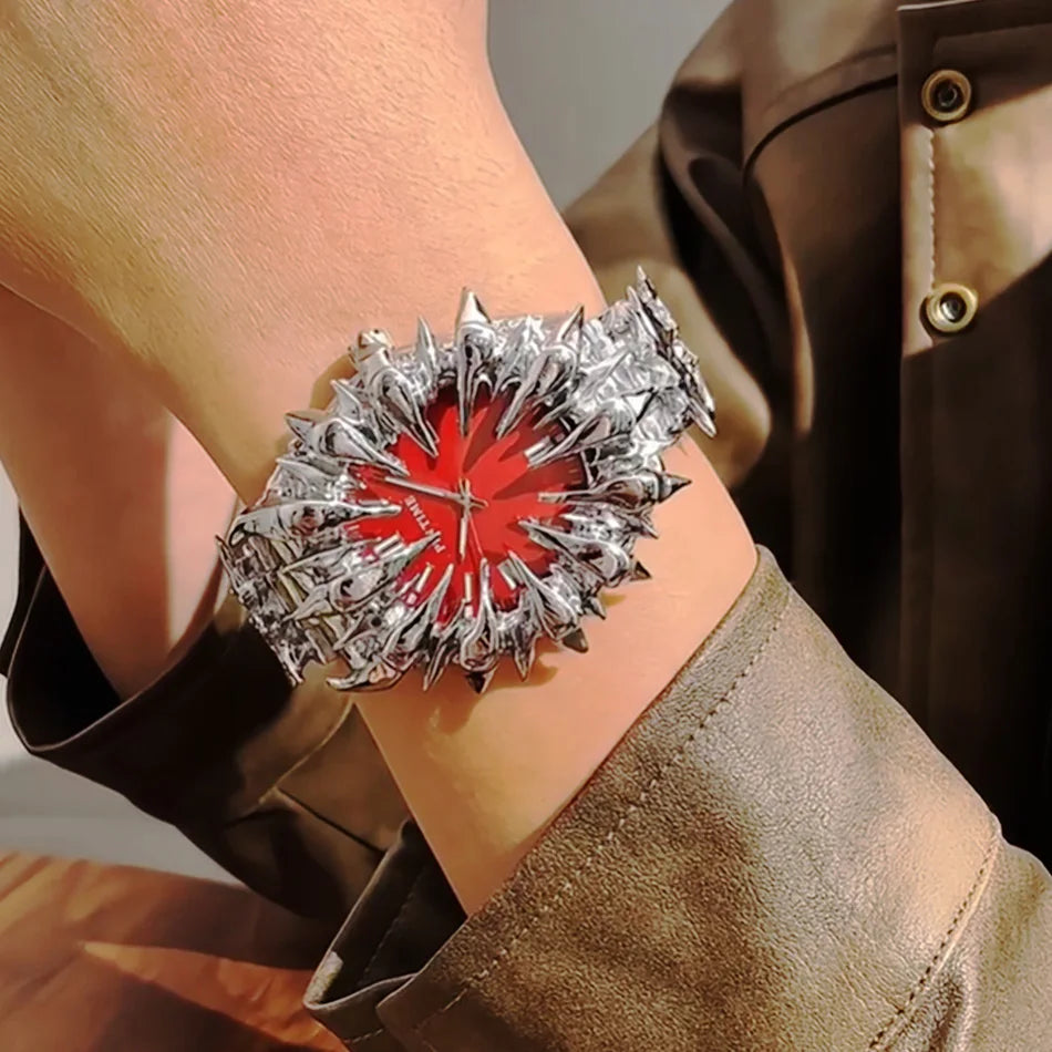 Y2K Watch European American Watches Irregular Dragon Scale Pointed tin Solder Light Luxury Men Gift Niche Quartz Wristwatch