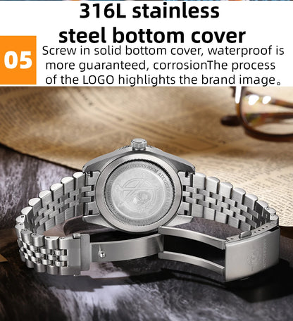 ADDIESDIVE Mens GMT Watches Luxury Stainless Steel Casual Quartz Watch Men Sport 200MM Waterproof Wristwatches Relogio Masculino