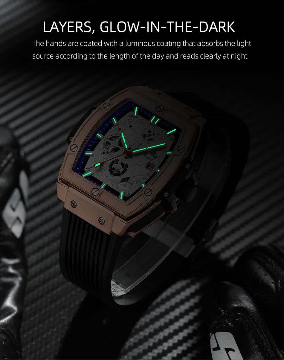 CHENXI Top Brand Popular Men Sports Watch Quartz Luxury Waterproof Silicone Strap WristWatch New Fashion Men's Date Clock