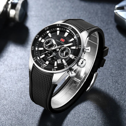 2026 New MINI FOCUS Men's Sports Quartz Watch Casual Analog Wrist Watch with Luminous Hands Silicone Strap Date Water Resistant