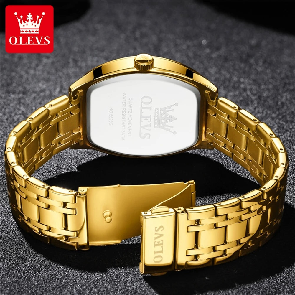 OLEVS 5528 Mens Watch Original Brand Business Quartz Watch Waterproof Luminous Watch For Man Tonneau Dial Reloj Date-Day Watch