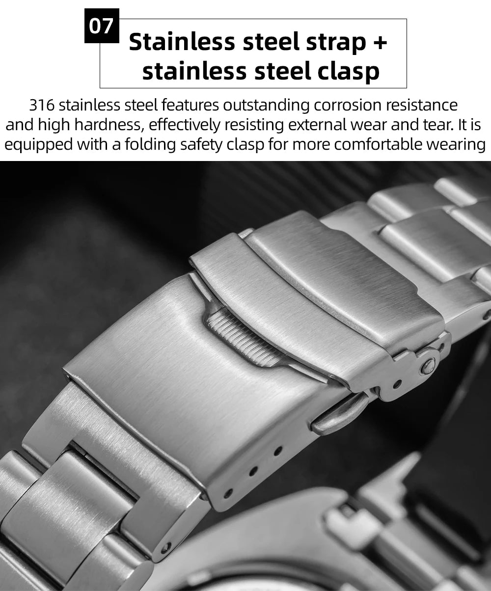 ADDIESDIVE Watch For Man AD2511 Sapphire Glass Window Display BGW9 Luminous 200M waterproof 316L Stainless Steel Quartz Watches