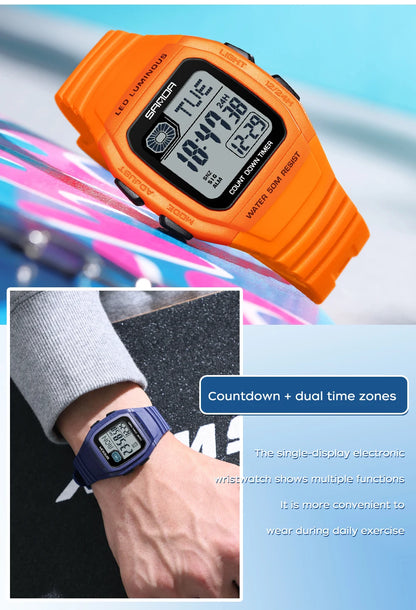 Fashion SANDA New 2208 Fashion Men's Electronic Watch Outdoor Sports Waterproof Timing LED Women's Watch