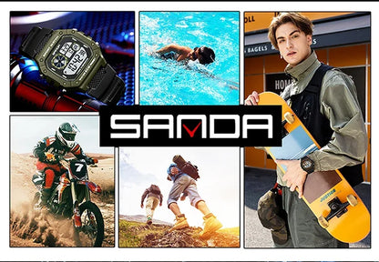 SANDA Fashion Brand Digital G Style Top Men's Watch Luxury Military Sport Waterproof Alarm Stopwatch Clock Relogio Masculino