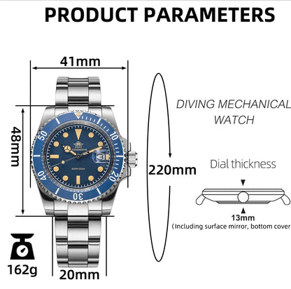 ADDIESDIVE Diver Watch Men Quartz Wristwatch 200m Waterproof Ceramic Bezel Super C3 Luminous AR Coating Calendar Diving Watch