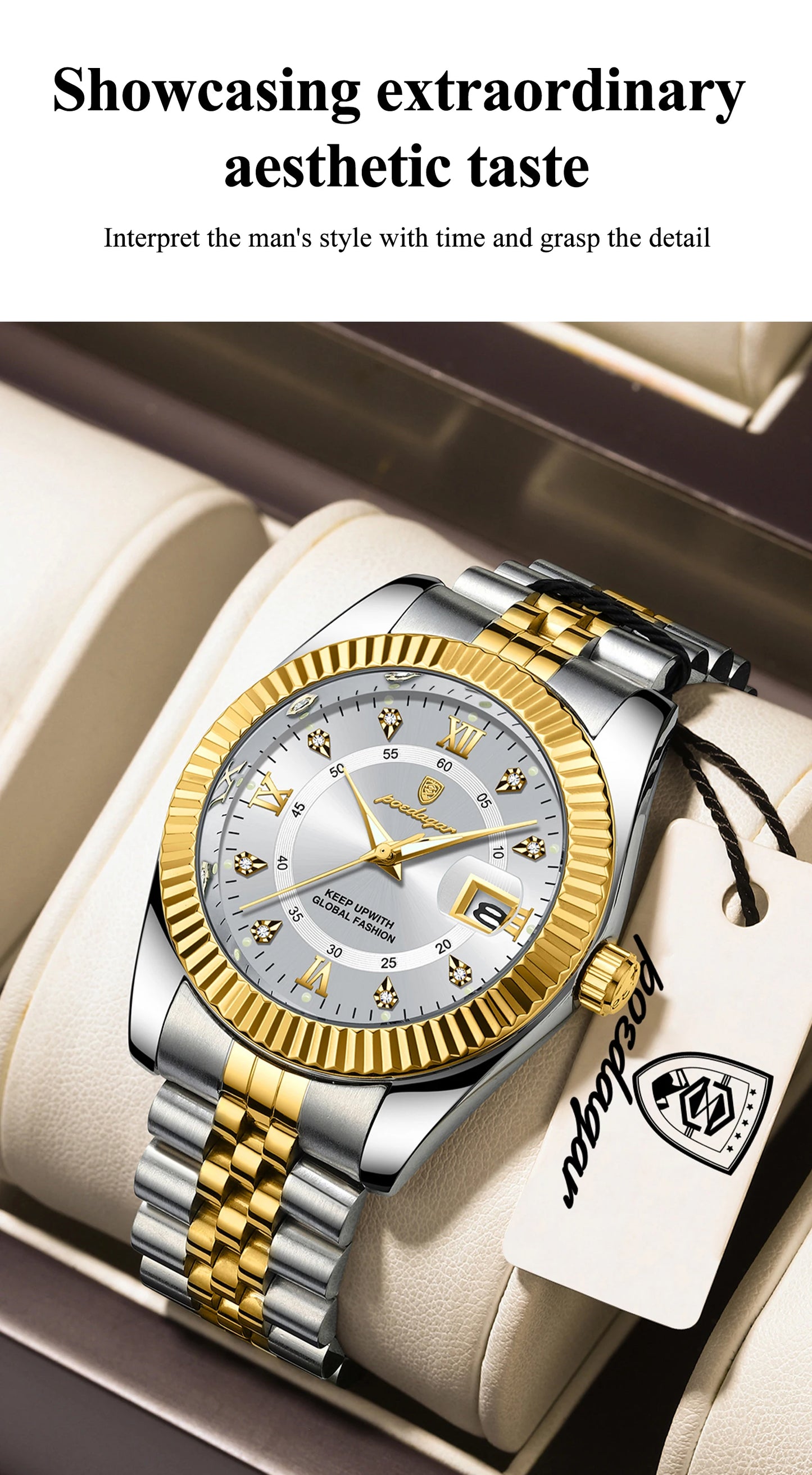 POEDAGAR Business Luxury Men Wristwatch Waterproof Luminous Date Military Man Watch Stainless Steel Fashion Men's Quartz Watches