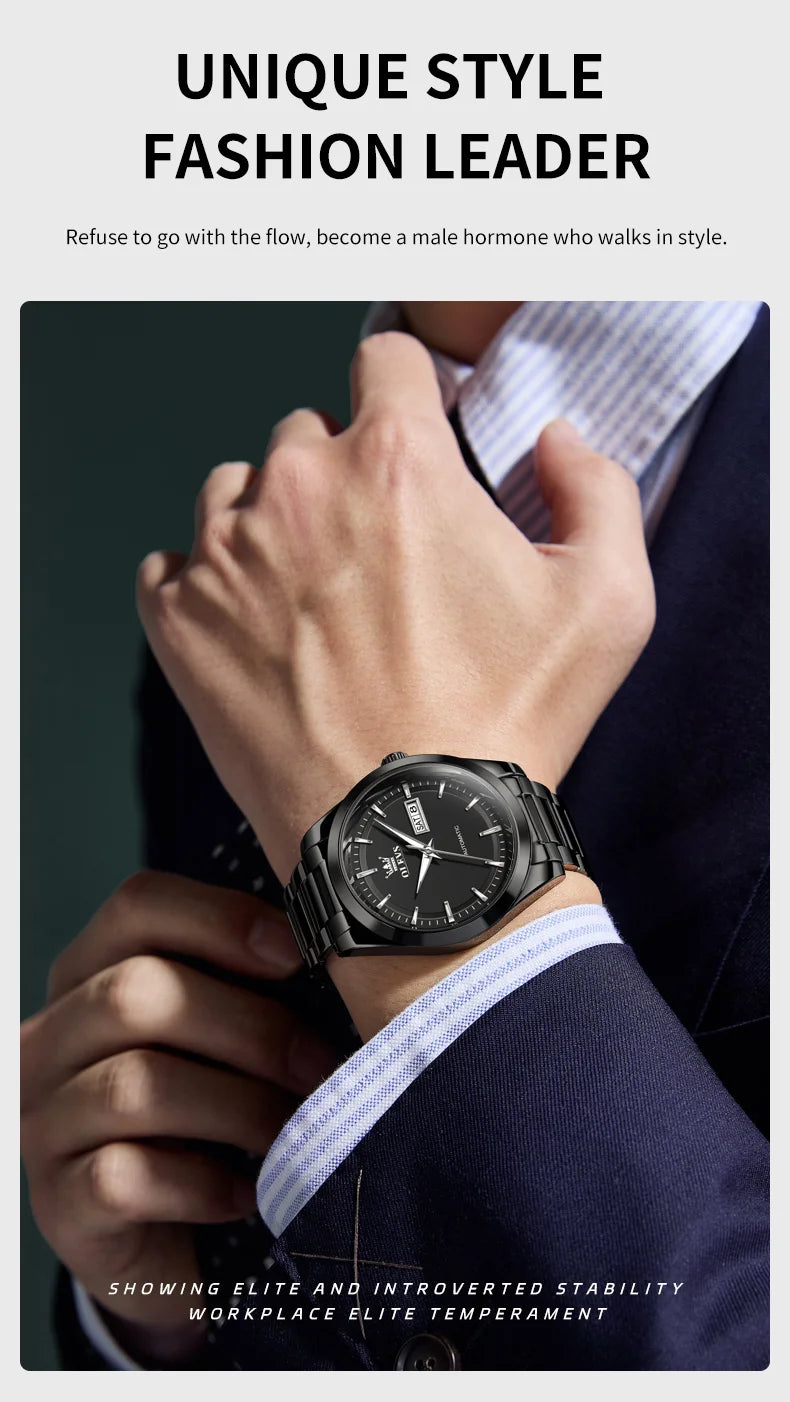 OLEVS 7090 Men's Automatic Mechanical Watch High quality Stainless steel Auto Date Waterproof Luminous Man Watch