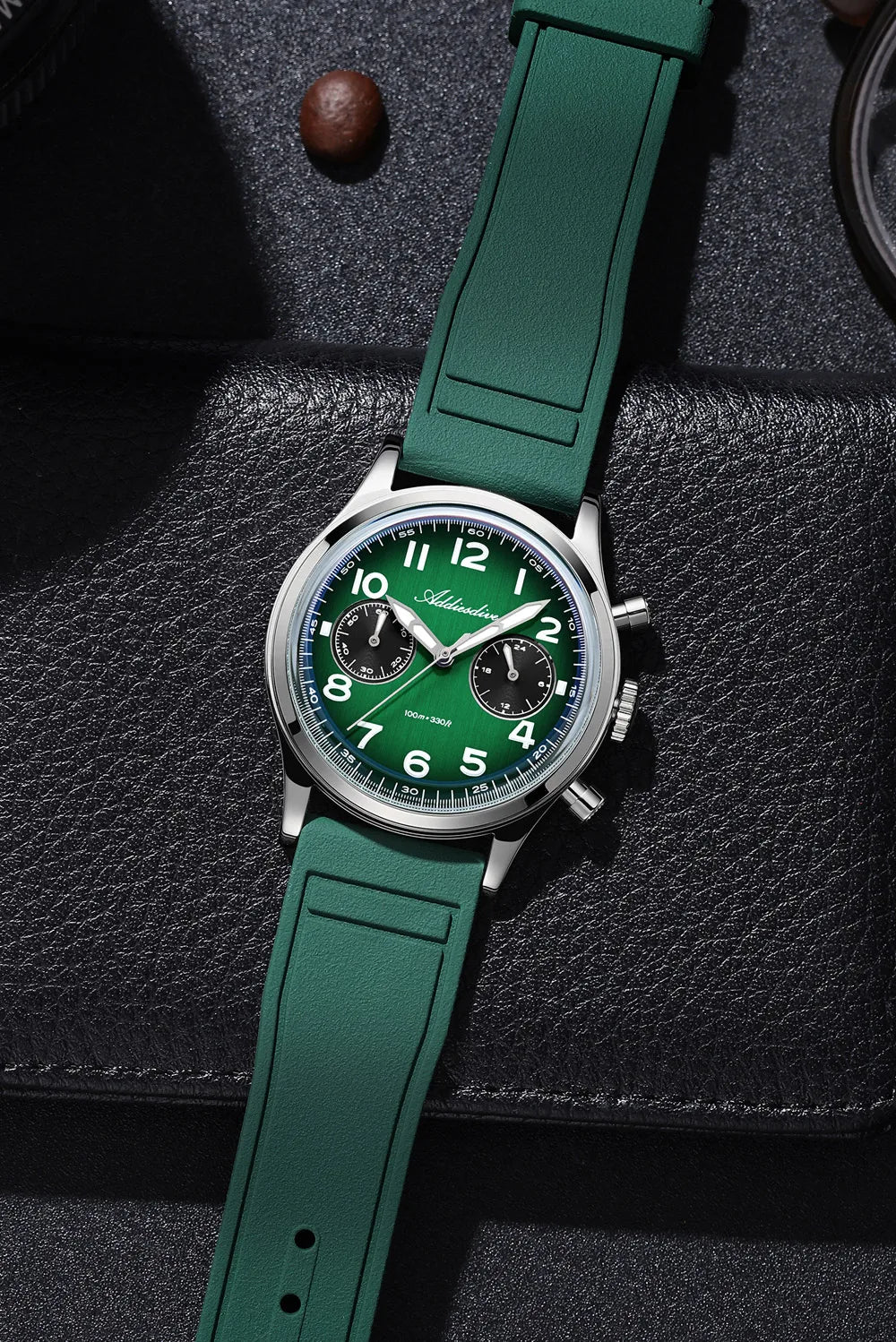 ADDIESDIVE Top Brand Man Watch 10Bar Waterproof AD2516 Super Luminous Bubble Mirror Glass VK64 Chronograph Quartz Steel Watch