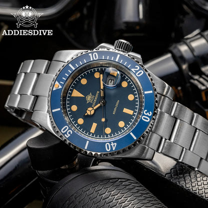 ADDIESDIVE Diver Watch Men Quartz Wristwatch 200m Waterproof Ceramic Bezel Super C3 Luminous AR Coating Calendar Diving Watch