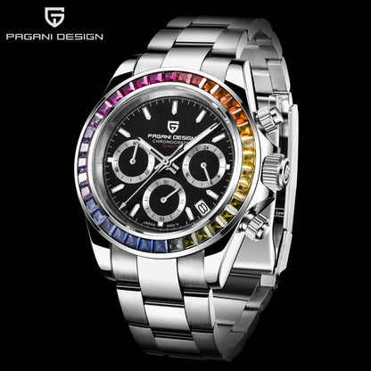 PAGANI DESIGN 2026 New VK63 Rainbow Circle Luxury Quartz Watch For Men Stainless Steel 30M Waterproof Chronograph reloj hombre