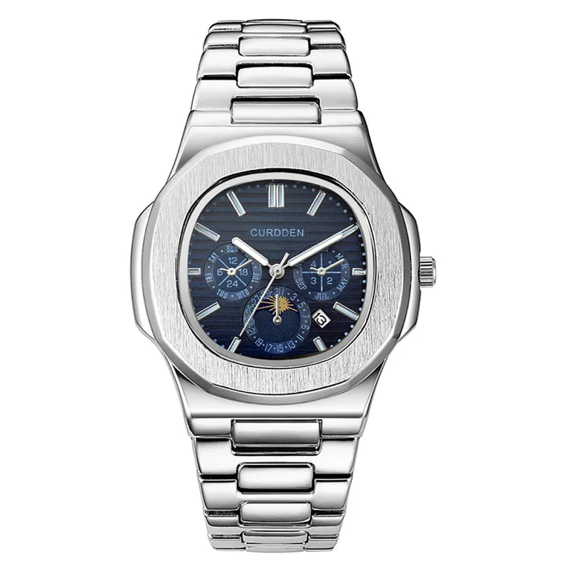 Original CURDDEN Famous Brand Men Watches Silver Fashion Alloy Band Gifts Date Quartz Watch Relogio Masculino Reloj Hombre 2026