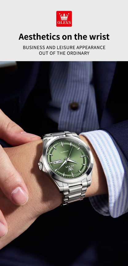OLEVS 7090 Men's Automatic Mechanical Watch High quality Stainless steel Auto Date Waterproof Luminous Man Watch