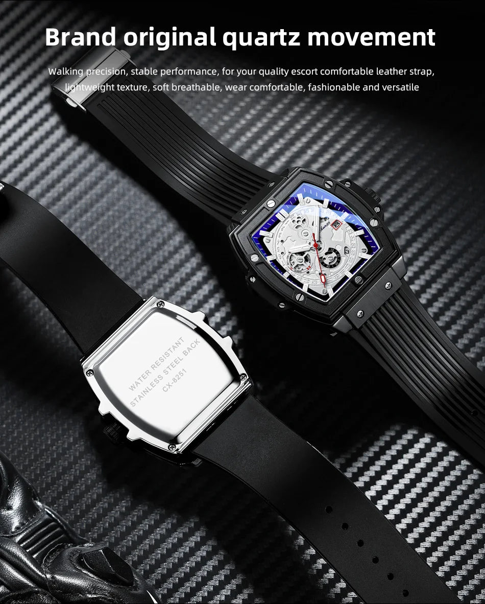 CHENXI Top Brand Popular Men Sports Watch Quartz Luxury Waterproof Silicone Strap WristWatch New Fashion Men's Date Clock