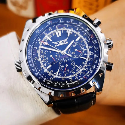 High-End Men's Watch Is a Fashionable and Functional Mechanical Clock, Made of Stainless Steel, with Hollow Design and Large Dial. Its Attractive Appearance Makes Daily Gifts, No Batteries Required, Fashionable Business Casua