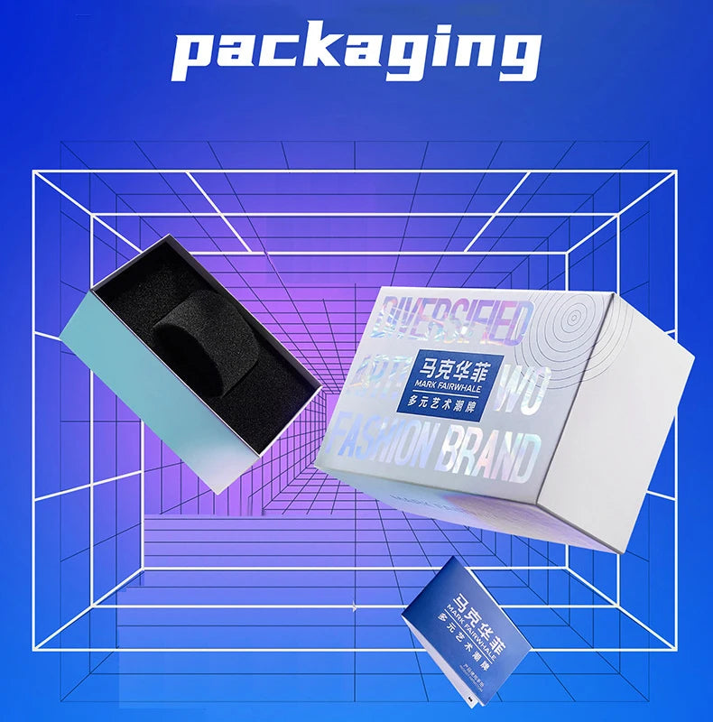 Mark Fairwhale 6014 Men's Automatic Movement Mechanical Watch Square Dial Stainless Steel Waterproof Mesh Strap Watches for Men