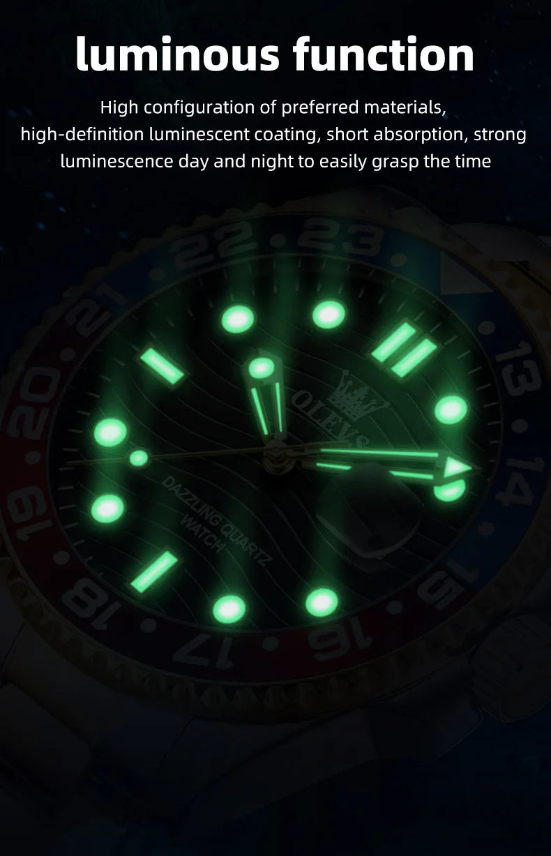 OLEVS 3610 Mens Watch Stainless Steel Date Quartz Watch Waterproof Luminous Sports Watches Man Box Gifts Original Reloj