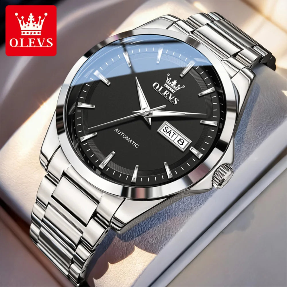 OLEVS 7090 Men's Automatic Mechanical Watch High quality Stainless steel Auto Date Waterproof Luminous Man Watch