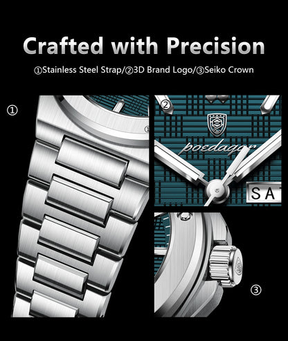 POEDAGAR Original Men Clock Quartz Date Week Luxury Man Wristwatch Waterproof Luminous Stainless Steel Sport Men's Watches Reloj