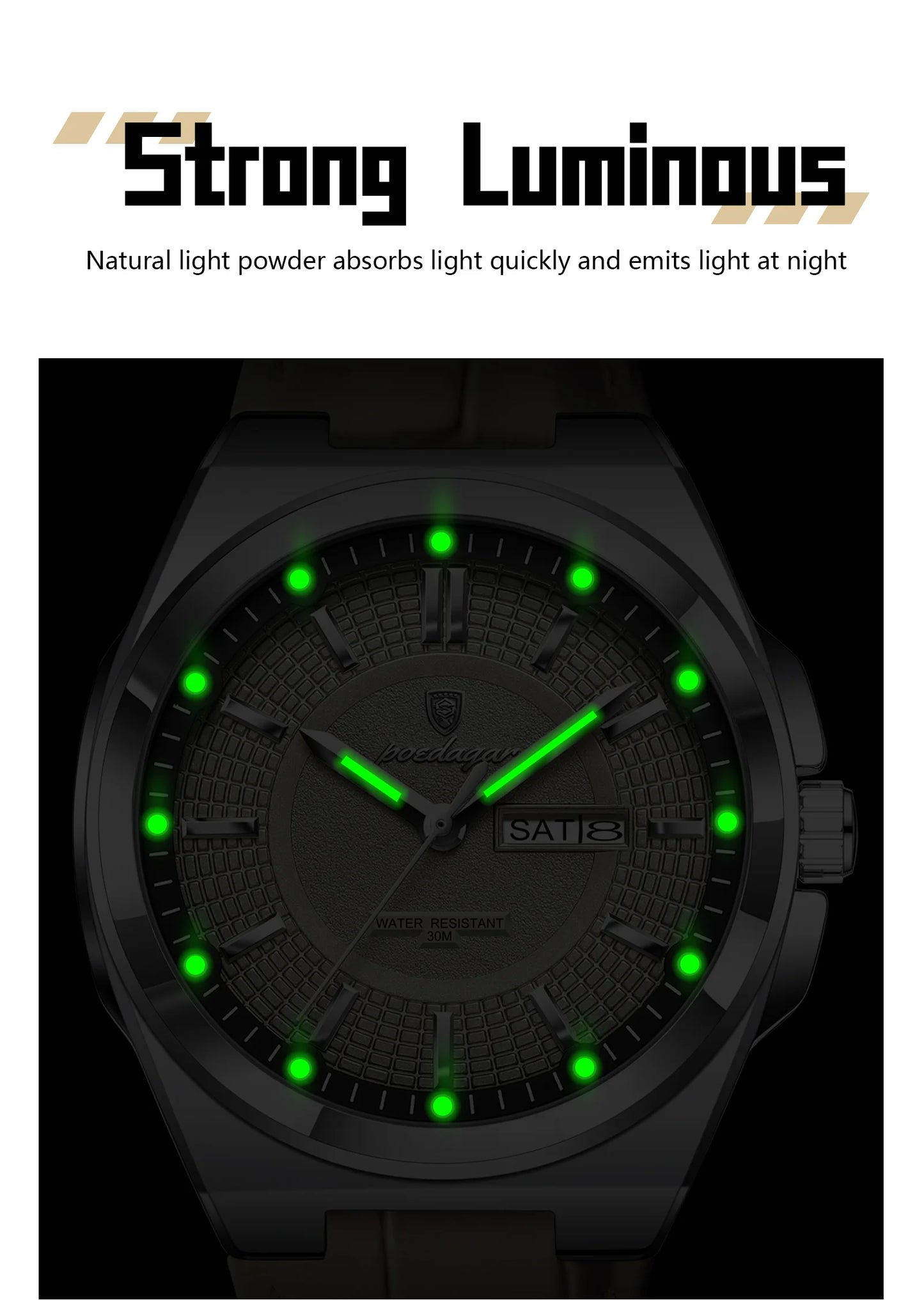 POEDAGAR High Quality Fashion Man Wristwatch Waterproof Luminous Date Week Business Quartz Men's Watches Leather Men Watch Reloj