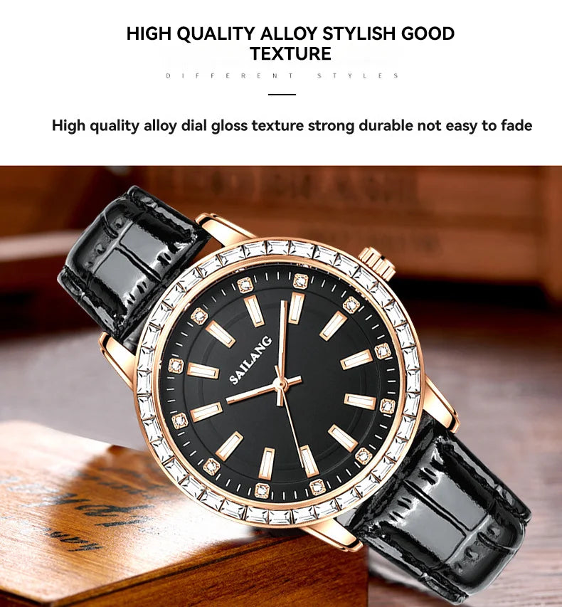 2024 New Aurora Series Fashion Light Luxury Men's Watch Temperament Black Plate Classic Night Glow Waterproof Watch