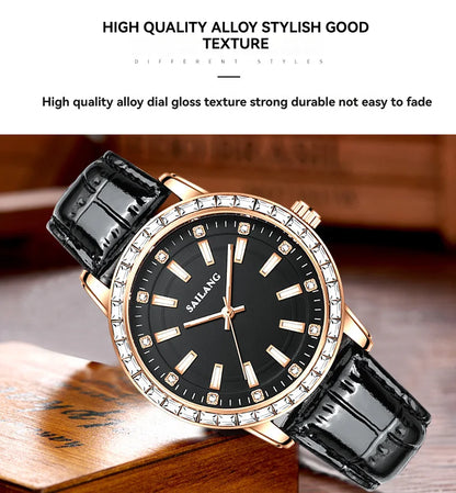 2024 New Aurora Series Fashion Light Luxury Men's Watch Temperament Black Plate Classic Night Glow Waterproof Watch