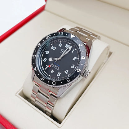 European and American Style High-End Luxury Black Submariner Series Automatic Mechanical Watch for Men, Skeleton Design, Waterproof, Calendar, Fashionable, Business Casual, Versatile, Unique, Cool, Handsome, Trendy Men's Watc