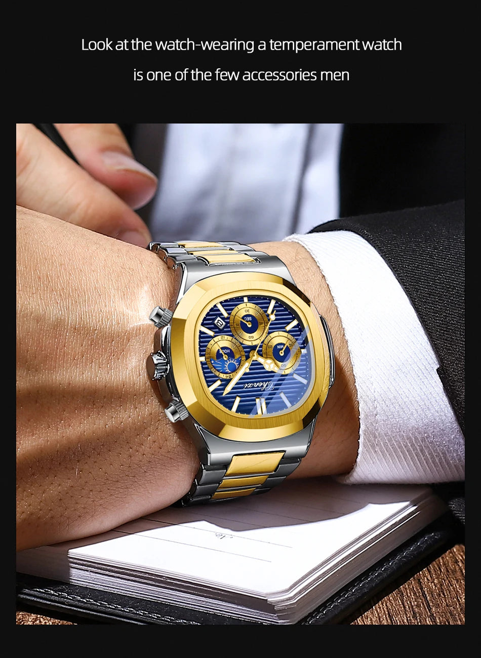 CHENXI Fashion Simple Man's Watches Timing Night Light Waterproof Functions Quartz Watch Room Gold Dial Men's Wristwatch Gift